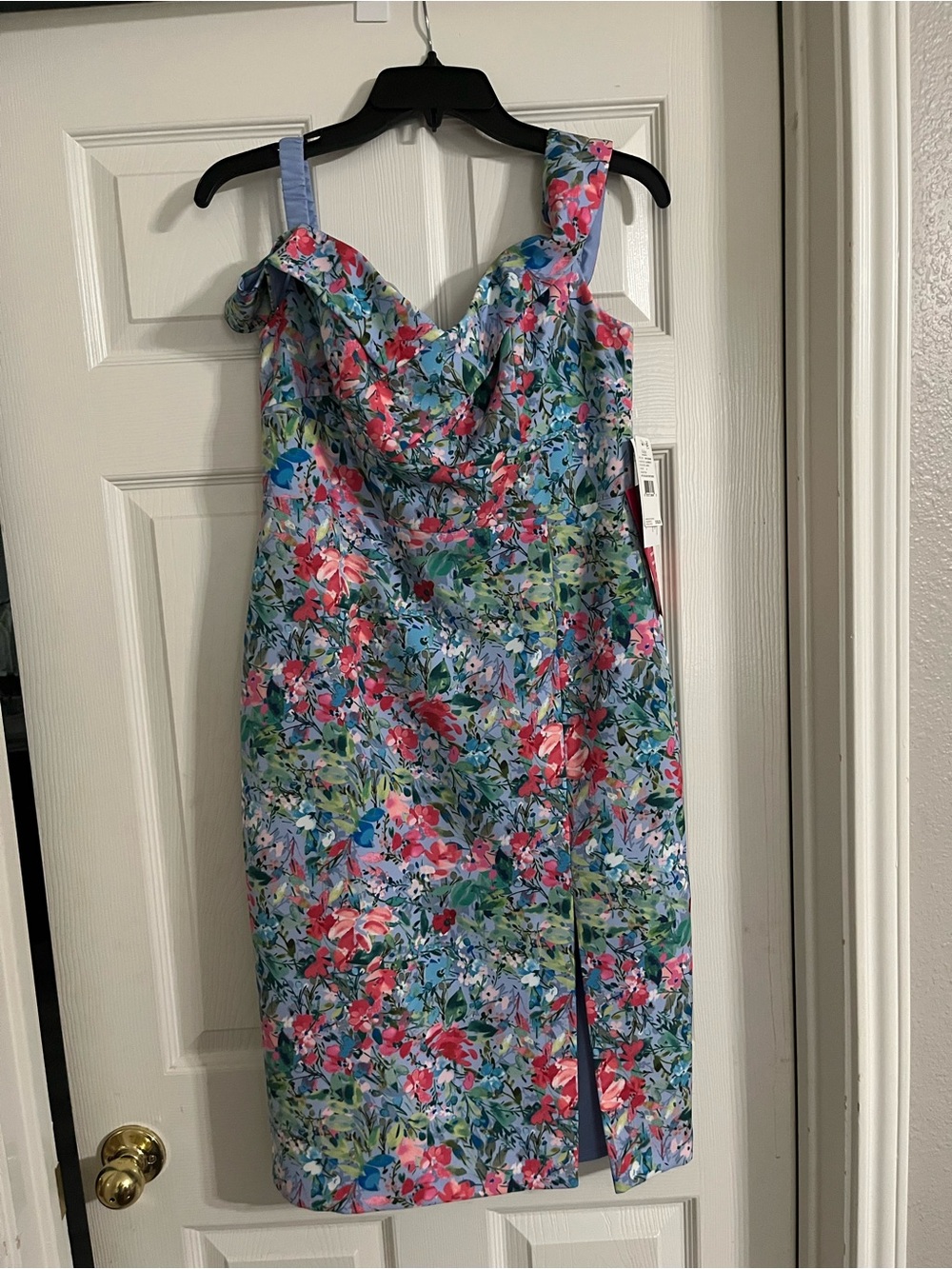 Aidan by Aidan Mattox Blue Floral Cowl Midi Dress